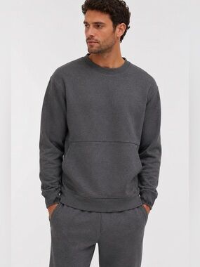 Lunya Lahgo Restore Double Faced Crew Sweatshirt Gray Heathered Men’s Medium